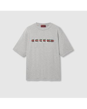 Gucci T-Shirt Aus Baumwolljersey Mit Print, Grösse - Grau