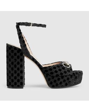 Gucci Sandalo Donna Con Plateau E Morsetto, Taglia - Nero