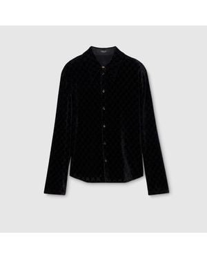 Gucci Gg Stretch Devoré Velvet Shirt - Black