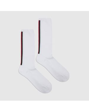 Gucci Cotton Socks With Web - White