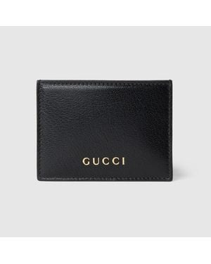 Gucci Card Case With Lettering, Leather - Black