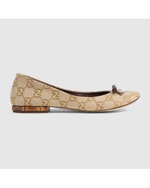 Gucci Ballerina With Bamboo, Uk - Natural