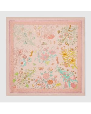 Gucci Vierecktuch Aus Seidentwill Mit Print - Pink