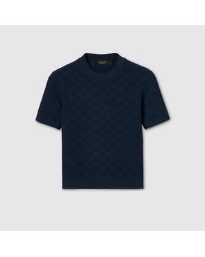 Gucci Gg Fine Fabric Jacquard Top - Blue