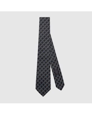 Gucci Krawatte Aus Seidenjacquard Mit Horsebit - Blau