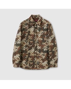 Gucci Gg Marbled Cotton Denim Jacquard Shirt - Green
