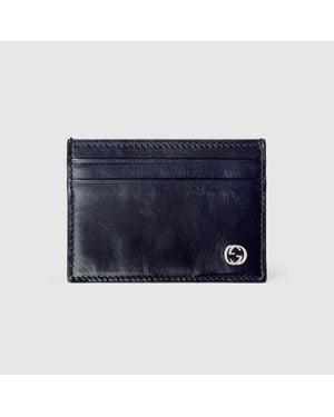 Gucci Card Case With Interlocking G, Leather - Blue