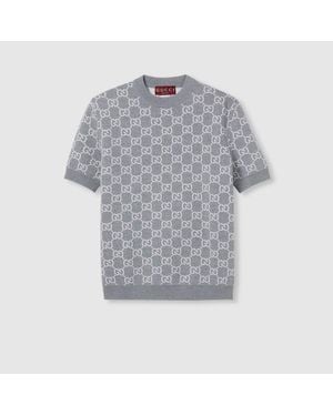 Gucci Reversible Gg Fine Wool Jacquard Top - Grey