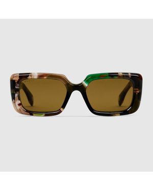 Gucci Occhiali Da Sole Rettangolari - Marrone