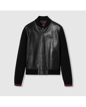 Gucci Nappa Leather Bomber Jacket - Black