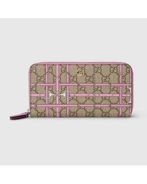 Gucci Zip Around Wallet With Print - Pink