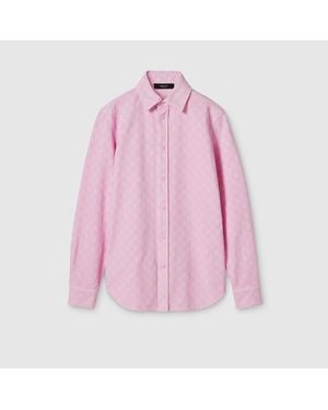 Gucci Dyed Gg Cotton Denim Jacquard Shirt - Pink