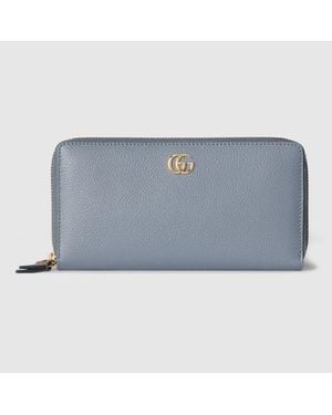 Gucci Zweifarbige Gg Marmont Brieftasche Mit Rundum-Rv - Blau
