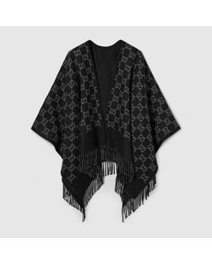 Gucci Cape Aus Gg Wolljacquard - Schwarz
