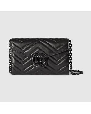 Gucci Portafoglio Gg Marmont Con Catena - Nero