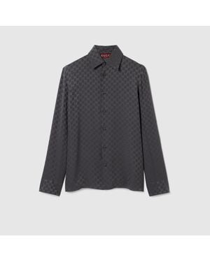 Gucci Chemise En Jacquard De Soie Gg, Taille - Gris