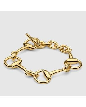 Gucci Horsebit Chain Bracelet, Size L, -Toned Metal - Metallic