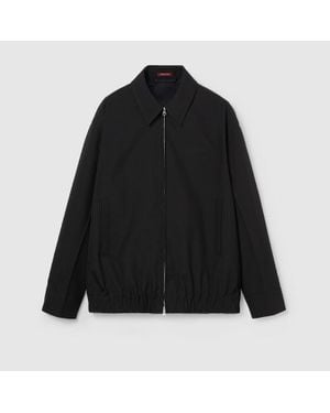 Gucci Jacke Aus Wolltwill Mit Reißverschluss Und Prägung, Grösse - Schwarz