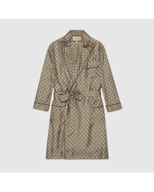 Gucci Gg Supreme Print Silk Shirt - Natural