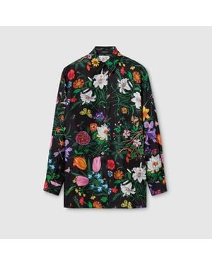 Gucci Printed Silk Twill Shirt - Black