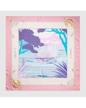 Gucci Printed Silk Carré - Blue