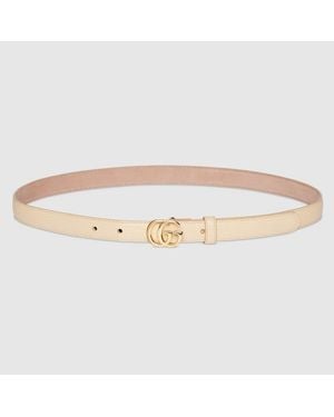 Gucci Gg Marmont Thin Belt, Size 70, Leather - Metallic