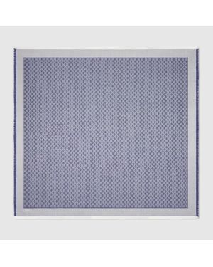 Gucci Châle En Soie Et Laine Gg - Bleu
