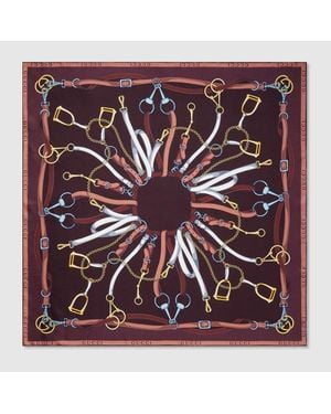 Gucci Carré En Twill De Soie Imprimé - Violet