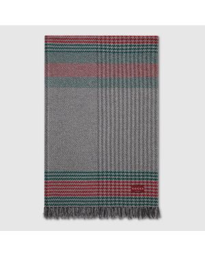 Gucci Manta Jacquard De Cashmere Con Tribanda Web - Gris