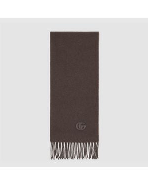 Gucci Cashmere Scarf With Patch - Brown