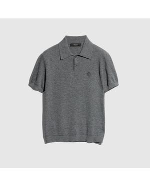 Gucci Fine Knit Cashmere Polo Shirt - Grey