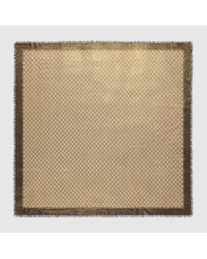Gucci Shiny Gg Wool Jacquard Shawl - Natural