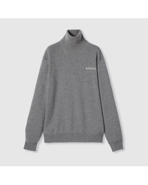 Gucci Cashmere Turtleneck With Intarsia - Grey
