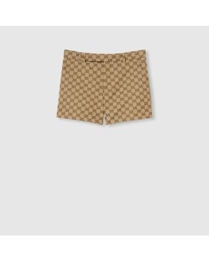 Gucci Short De Lona Con Gg, Talla - Neutro