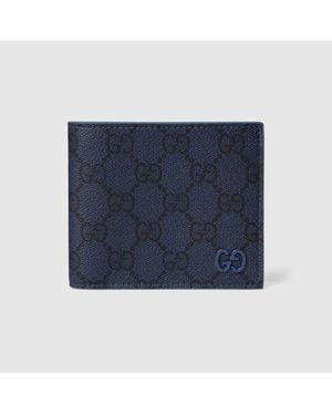 Gucci Dusty Interior Gg Bi-Fold Wallet, Gg Canvas - Blue