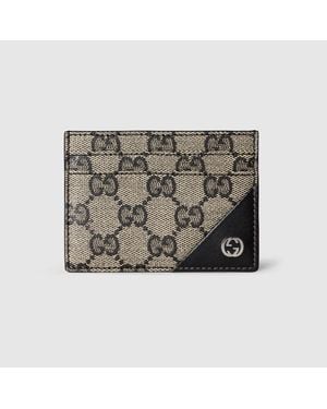 Gucci Card Case Wallet With Interlocking G, Gg Canvas - Metallic