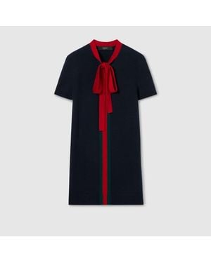 Gucci Knit Wool Cashmere Dress With Web - Black