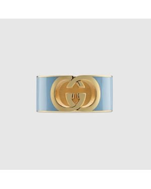 Gucci Interlocking Enamel Ring - Metallic