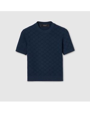 Gucci Gg Fine Fabric Jacquard Top - Blue