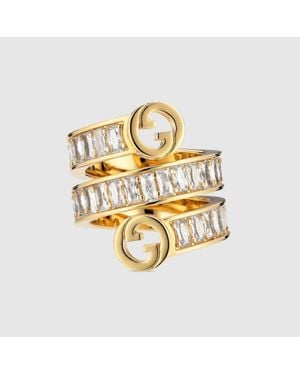 Gucci Anillo Espiral Blondie Con Cristales, Talla - Metálico
