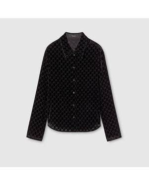 Gucci Stretch Gg Velvet Devoré Shirt - Black