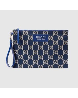 Gucci Pouch In Poliestere Riciclato GG - Blu