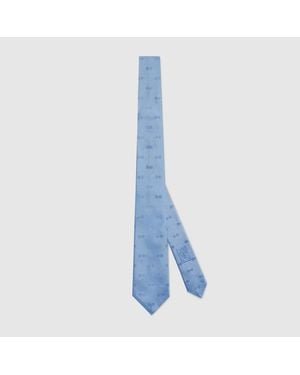 Gucci Horsebit Silk Jacquard Tie - Blue