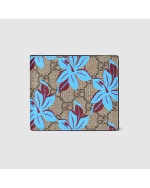 Gucci Portafoglio Bi-Fold Con Motivo Gg Stampato - Blu