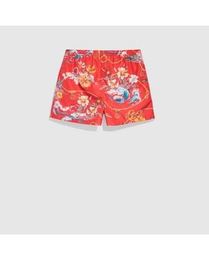 Gucci Printed Polyester Poplin Swim Shorts - Red
