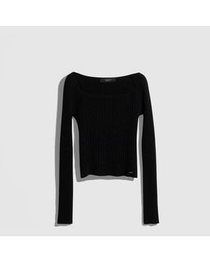 Gucci Soft Rib Wool Cashmere Top With Tag, Size Xl, Ready-To-Wear - Black