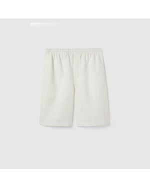 Gucci Short En Lin Avec Logo En Relief, Taille - Blanc
