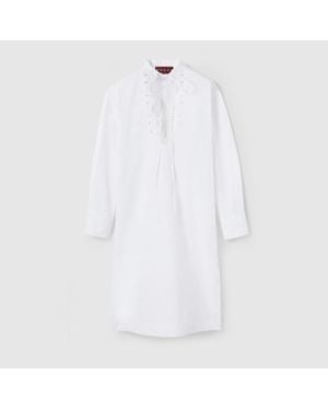 Gucci Cotton Poplin Shirt Dress With Embroidery, Ready-To-Wear - White
