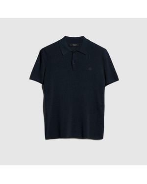 Gucci Technical Knit Fabric Polo Shirt With Embroidery - Blue