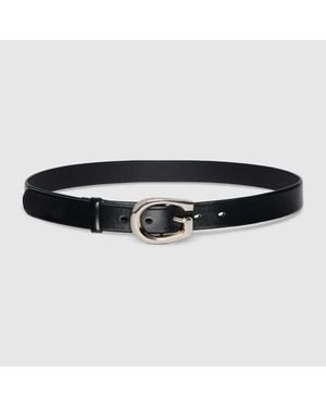 Gucci Belt With Rounded G Buckle, Size 100 - Black